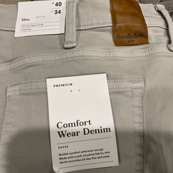 Men's Comfort Wear Slim Fit Jeans - Goodfellow & Co™ Light Gray 40x34 - Picture 3 of 3